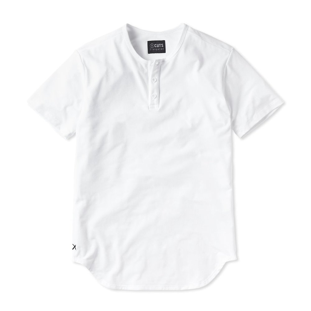 Cuts Clothing AO Henley Elongated tee - White